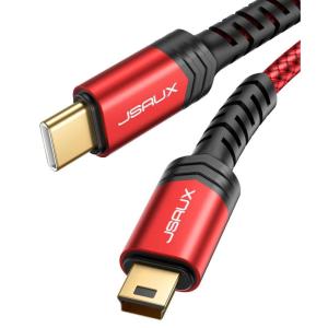 imageJSAUX Mini USB to Type C Cable USB C to Mini USB 66FT Cable Charging Cord for GoPro Hero 3 PS3 Controller MP3 Player Dash Cam Digital Camera GPS Receiver PDAs and More Mini B Devices 2MRed10FT