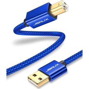 imageJSAUX Printer Cable 66FT USB Printer Cord 20 Type A Male to B Male Cable Scanner Cord High Speed Compatible with HP Canon Dell Epson Lexmark Xerox Samsung and More Greyblue