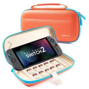 imageJSAUX Slim Carrying Case for Nintendo Switch 2 2025 Portable Switch 2 Case with 10 Game Slots Protective Hard Shell for Travel and Storage BlueOrange