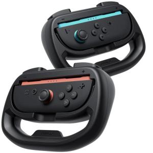 imageJSAUX Steering Wheels for Nintendo Switch 2 JoyCon Controller Compatible with Mario Kart 98 Deluxe Realistic Racing Experience with Comfortable Grip Switch 2 JoyCon Controller Accessories2X Black