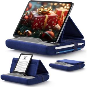 imageJSAUX Tablet Pillow Stand Tablet Stand Holder Dock for Lap Bed and Desk Compatible with iPad Pro 11 105 97 102 Air Mini Kindle Tablets Phones EReader Books and More 411 devices Navy BlueNavy Blue