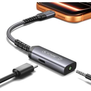 imageJSAUX USB C Headphone Adapter and Charger 2in1 Type to 35mm Audio with PD 60W Fast Charging for iPhone 16 Pro16 Pro Max1616 Plus15 Pro Max15 ProSamsung S24S24S23S22S21iPad ProRedGrey