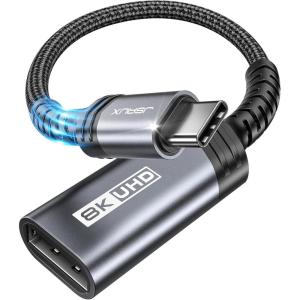 imageJSAUX USB C to DisplayPort 14 Adapter 8K60Hz 4K144Hz 120Hz 2K240Hz Dynamic HDR 3D Thunderbolt43 to Display Port Compatible with Oculus Rift S MacBook Pro Reverb G2 Dell XPS Surface Pro