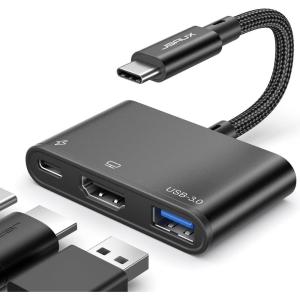 imageJSAUX USB C to HDMI Adapter Digital AV Multiport 4K30Hz 3in1 100W Charging5Gbps USB A 30 Type C Compatible with iPhone 16 Pro16 Pro Max16iPhone 15 Pro MaxSamsung S2423 iPad MacBookDellBlack