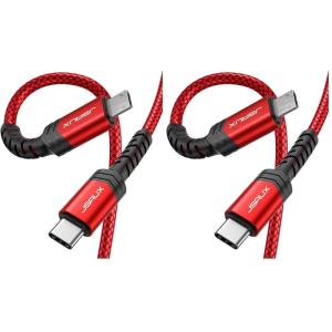 imageJSAUX USB C to Micro USB Cable 66FT Type C to Micro USB Charger Braided Cord Support Charge ampamp Sync Compatible with MacBook ProGalaxy S8 S9 S10 Pixel 3 XL 2 XL and Micro USB Devices Red2M10FT Pack of 2