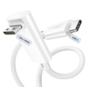 imageJSAUX USB C to Mini HDMI Cable 3FT NOT HDMI High Speed 4K Type C to Mini HDMI 4K30Hz2K60Hz1080P UniDirectional Cord Compatible with Portable Monitor Steam Deck Laptop Phone MacBook iPadLong Side Toward Screen