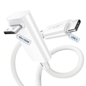 imageJSAUX USB C to Mini HDMI Cable 3FT NOT HDMI High Speed 4K Type C to Mini HDMI 4K30Hz2K60Hz1080P UniDirectional Cord Compatible with Portable Monitor Steam Deck Laptop Phone MacBook iPadShort Side Toward Screen