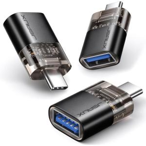 imageJSAUX USB C to USB Adapter 3 Pack Type C Male to Female 30 Compatible With MacBook ProAir iPhone 15 Samsung Galaxy S24S23S22S21 All USB C DevicesBlackBlack