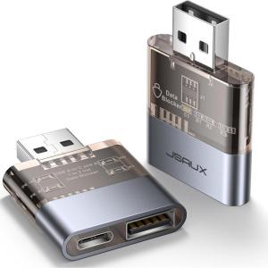 imageJSAUX USB Data Blocker2Pack Transparent 2in1 USB A Male to USB A ampamp USB C Female Data Blocker Only for Charge Protect Against Juice Jacking Refuse Hacking Provide Safe ChargingGrey