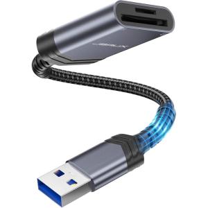 imageSD Card Reader JSAUX USB 30 SD to SDMicro Card Adapter 5Gbps 2TB Capacity TF SD Micro SD SDXC SDHC MMC RSMMC Micro SDXC Micro SDHC UHSI for Windows Linux Chrome Read 2 Cards SimultaneouslyGrey