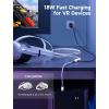 imageJSAUX Link Cable with 18W Charging 16ft Compatible with Oculus Meta Quest 3S 3 2 Pro and Pico 4 PC VR Steam VR Accessories 2in1 High Speed 5Gbs USB30 to USB C Data Cord for VR Headset18W Charging