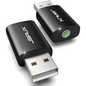 imageUSB Audio Adapter JSAUX USB to Audio Jack Sound Card Adapter with 35mm TRRS Headphone and Microphone External USB Sound Card Compatible with Laptop Desktops Windows MAC Linux PC PS5 PS4black