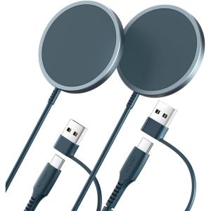 imageMagSafe Charger 2Pack for iPhone 17 JSAUX 15W Magnetic Wireless Charger Fast Charger Pad Compatible with MagSafe Charger iPhone 17 Air Pro Max1615141312 SeriesAirpods BlueBlue