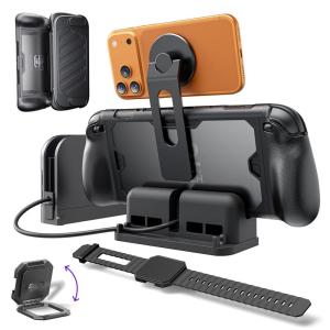 imageJSAUX 360 FullBody Protective Case for Nintendo Switch 2 PC0121 Shockproof ModCase with Front Cover Metal Kickstand amp Silicone Strap Ergonomic AntiSlip Grip Compatible with Switch 2  Basic SetUltimate Set