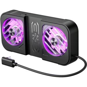 imageJSAUX Cooling Fan Compatible with JSAUX PC0111 ROG Ally X ModCase Dual Silent RGB Fans for Heat Dispersion with 65 Expandable Stand USBC Powered Game Console Cooler