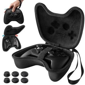 imageJSAUX Slim amp Compact Case for Nintendo Switch Pro  Switch 2 Pro Controller Hard Shell Travel Carrying Case Portable Protective Bag with All Around Protection Includes 6 Thumb Grips BlackSlim Design  6 Thumb Grips