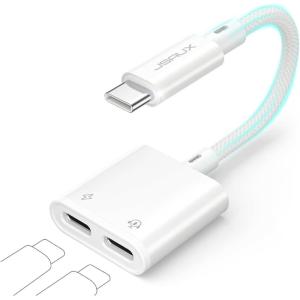 imageJSAUX USB C Splitter 2 in 1 USB C Headphone and Charger Adapter Type C to USB C Audio with PD Fast Charging Dongle Compatible with iPhone 15 Pro Max Samsung Galaxy S23S22S21 Ultra iPad PixelWhite