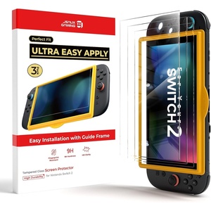 image:imageJSAUX 2Pack 97 Blue Light Blocking Tempered Glass Screen Protector for Nintendo Switch 2 Easy to Install with Guide Frame Eye Strain Relief 9H Hardness Scratch Resistant Accessories for Switch2HD Clarity