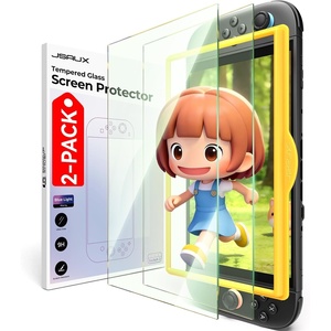 image:imageJSAUX 2Pack 97 Blue Light Blocking Tempered Glass Screen Protector for Nintendo Switch 2 Easy to Install with Guide Frame Eye Strain Relief 9H Hardness Scratch Resistant Accessories for Switch2Blue Light Block