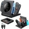 image:imageJSAUX 5 in 1 Charging Dock for Switch 2 Pro Controller amp Switch 12 Joypad Foldable for Easy Storage Durable PCABS Material LED Indicators Holds 4 Game Cards amp 4 SD Cards Includes 15m Cable
