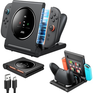 image:imageJSAUX 5 in 1 Charging Dock for Switch 2 Pro Controller amp Switch 12 Joypad Foldable for Easy Storage Durable PCABS Material LED Indicators Holds 4 Game Cards amp 4 SD Cards Includes 15m Cable