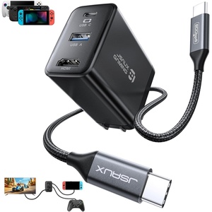 image:imageJSAUX 65W Switch Dock with 4K120Hz HDMI 65W PD Fast Charging USB A Port USB C TV Docking Station Compatible with SwitchSteam DeckROG AllySamsungiPadMacBook and More  OmniCentro Charger DockBlack
